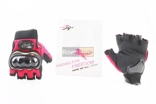 Перчатки мотоциклетні без пальців L-Червоні, тип 2