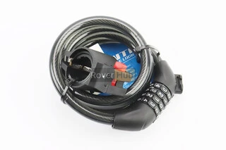 Замок протиугінний тросовий 1500х12мм з 4-х значним кодом, кріплення за трубу сидіння, AGL-705