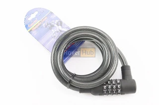 Замок протиугінний тросовий 1500х12мм з 4-х значним кодом, кріплення за трубу сидіння, TY535