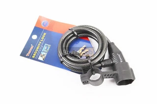 Замок протиугінний тросовий 1500х8мм під ключ, кріплення за трубу сидіння, TY520