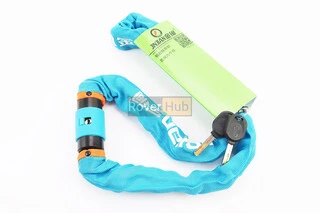 Замок протиугінний ланцюговий 1000х6мм під ключ, блакитний 605