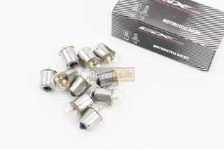 Лампа повороту (біла з цоколем) 12V / 10W G18 BA15S к-кт 10шт