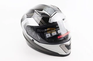 Шлем интеграл, закрытый BLD-M62 М (57-58см), ЧЕРНЫЙ/БЕЛО-СЕРЫЙ