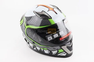 Шлем интеграл, закрытый BLD-M62 S (55-56см), СЕРЫЙ/НЕОНОВО-ЗЕЛЕНЫЙ "T-Rex"