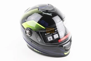 Шлем интеграл, закрытый BLD-М65 L (59-60см), ЧЕРНЫЙ/НЕОНОВО-ЖЕЛТО-СИНИЙ