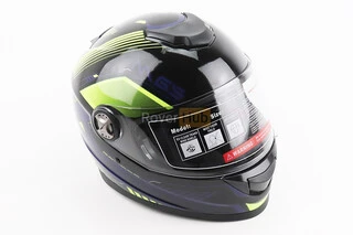 Шлем интеграл, закрытый BLD-М65 S (55-56см), ЧЕРНЫЙ/НЕОНОВО-ЖЕЛТО-СИНИЙ