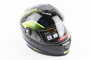 Шлем интеграл, закрытый BLD-М65 М (57-58см), ЧЕРНЫЙ/НЕОНОВО-ЖЕЛТО-СИНИЙ