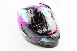 Шлем интеграл, закрытый (сертификация DOT)+откидные очки BLD-M67 М (57-58см), ЧЕРНЫЙ/ФИОЛЕТОВО-БИРЮЗОВЫЙ