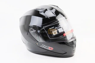 Шлем интеграл, закрытый (сертификация DOT)+откидные очки BLD-M67 М (57-58см), ЧЕРНЫЙ глянец