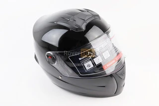 Шлем интеграл, закрытый+очки BLD-М61 S (55-56см), ЧЕРНЫЙ глянец