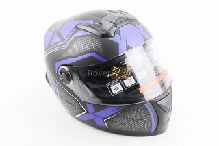 Шлем интеграл, закрытый+очки BLD-М61 S (55-56см), ЧЕРНО-СИНИЙ