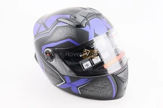 Шлем интеграл, закрытый+очки BLD-М61 М (57-58см), ЧЕРНО-СИНИЙ