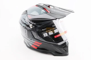 Шлем кроссовый/эндуро/АТV со стеклом BLD-819-7 L (59-60см),  ЧЕРНЫЙ/СЕРО-КРАСНЫЙ