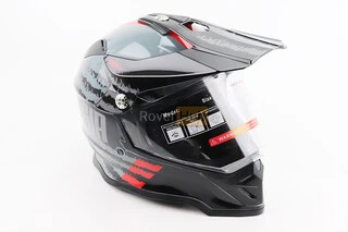 Шлем кроссовый/эндуро/АТV со стеклом BLD-819-7 S (55-56см),  ЧЕРНЫЙ/СЕРО-КРАСНЫЙ