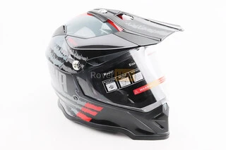 Шлем кроссовый/эндуро/АТV со стеклом BLD-819-7 М (57-58см),  ЧЕРНЫЙ/СЕРО-КРАСНЫЙ