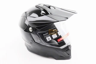 Шлем кроссовый/эндуро/АТV со стеклом BLD-819-7 L (59-60см), ЧЕРНЫЙ глянец