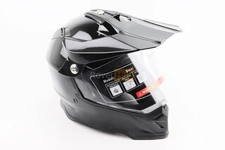 Шлем кроссовый/эндуро/АТV со стеклом BLD-819-7 S (55-56см), ЧЕРНЫЙ глянец