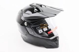 Шлем кроссовый/эндуро/АТV со стеклом BLD-819-7 М (57-58см), ЧЕРНЫЙ глянец