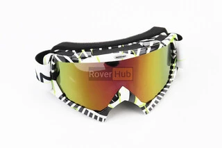 Окуляри кросові/ендуро/АТV, біло-чорно-зелені (дзеркальне скло), MJ-16