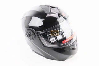 Шлем модуляр, закрытый с откидным подбородком+откидные очки BLD-159 L (59-60см), ЧЕРНЫЙ глянец