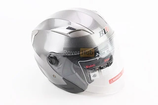 Шолом відкритий+відкидні окуляри BLD-708 М (57-58см), СІРИЙ глянець