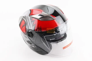 Шолом відкритий+відкидні окуляри BLD-708 S (55-56см), ЧОРНО-ЧЕРВОНИЙ "Raptor"