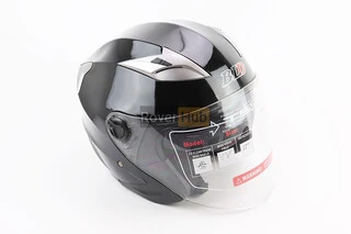 Шолом відкритий+відкидні окуляри BLD-708 М (57-58см), ЧОРНИЙ глянець