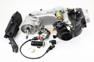 Двигун скутерний в зборі 4Т-80куб (довгий варіатор, довгий вал) + карбюратор, комутатор, котушка запалювання, повітряний фільтр