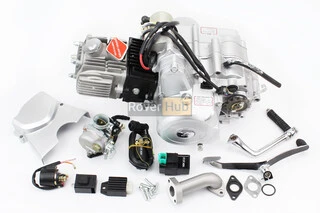 Двигун мопедний в зборі 110куб (Delta) - "механіка" + карбюратор, комутатор, котушка, реле: поворотів, стартера, напруги (без нап.