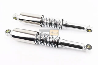 Амортизатор задній JH/CB/CG - 340мм*d55мм (втулка 12мм / втулка 10мм) зі склянкою регул., хром к-кт 2шт