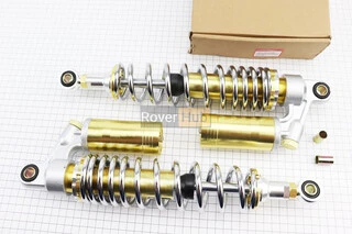 Амортизатор задній JH/CB/CG - 340мм*d60мм (втулка 12мм / втулка 10;12мм) газовий регул., хром к-кт 2шт