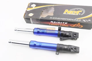 Амортизатор передний (перья), к-кт 2шт Honda DIO, 370мм (под диск. торм.) СИНИЕ