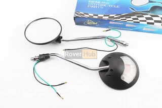 Дзеркала к-кт Круглі-чорні "Delta" з поворотами на "хром" ніжці, м10