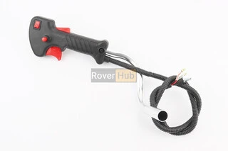 Ручка газа + трос Тип 8, (курок "широкий", с изогнутой трубой, разные цвета)