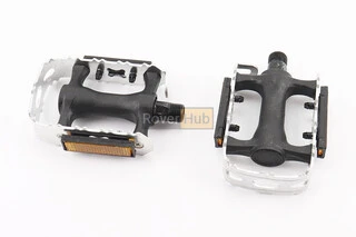 Педалі MTB 9/16" (95x65x30mm) пластико-алюмінієві, сріблясто-чорні (без підшипників)