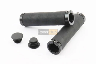 Ручки керма 130мм з затискачем Lock-On з двох сторін, екошкіра, чорні PU-192A