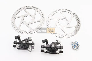 Гальмо Disk-brake переднє (F160/R140мм)+заднє (F180/R160мм), диски 160мм, кріпл. 6 болтів, чорні DX-2018