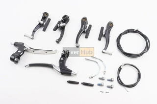 Тормоз V-brake 110мм (2 колеса) с ручками, тросами, алюминиевый, чёрный