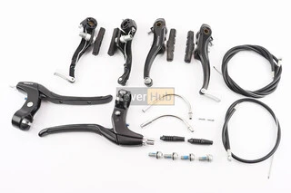 Гальмо V-brake 110мм (2 колеса) з ручками, тросами, чорний, HJ-805AD