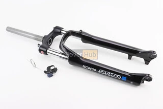 Вилка 26" амортизационная, без резьбы 1-1/8" (28,6мм), шток 240мм, с ходом 100мм, Disk-brake, пружинно-масляная, выносной Lockout,