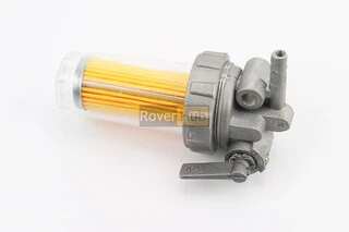 Кран топливный + фильтр в пластмассовом, прозрачном корпусе (вход/выход в сторону)