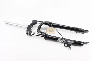 Вилка 27,5" амортизаційна, без різьби 1-1/8" (28,6мм), шток 255мм, з ходом 100мм, Disk-brake, пружинно-оливна, виносний Lockout,