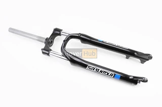 Вилка 27,5" амортизационная, без резьбы 1-1/8" (28,6мм), шток 255мм, с ходом 80мм, Disk-brake, Preload, алюминиевая, чёрная XCE 28