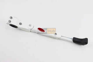 Подножка боковая задняя телескопическая для 24"- 26", крепление за перо рамы, алюминиевая, белая HS-001