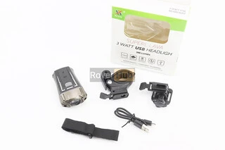 Ліхтар передній 1 діод 300 lumen, Li-ion 3.7V 1200mAh зарядка від USB, вологозахисний, чорно-сірий HJ-049 (можлива пошкоджена