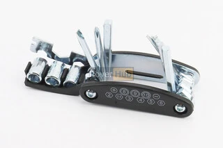 Ключ-набір 15 предметів (шестигранники 2,2.5,3,4,5,6 мм, спицевий ключ, викрутки пряма та фігурна, головки 8,9,10 мм, гайкові