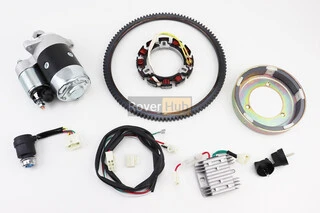 Комплект для переоснащения мотоблока под электростартер 186F (электростартер, замок, проводка, магнето, реле, венец)