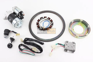 Комплект для переоснащения мотоблока под электростартер 186F (электростартер, замок, проводка, магнето, реле, венец)