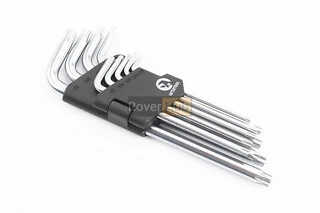 Набір Г-подібних ключів подовжених з отвором TORX (T10/T15/T20/T25/T27/T30/T40/T45/T50) CrV HT-0606