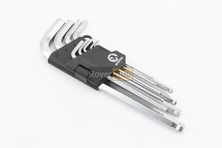 Набір Г-подібних ключів подовжених з кулястим наконечником HEX (1,5/2/2,5/3/4/5/6/8/10мм) CrV HT-0603